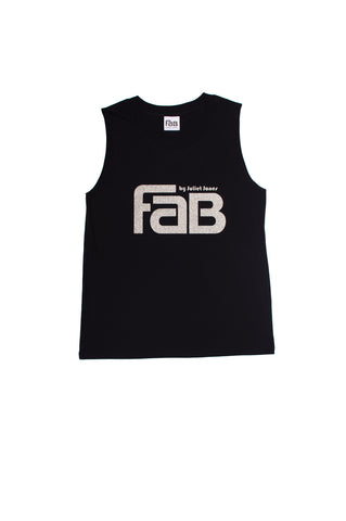 Fab Muscle Tank - Black Gold Sparkle